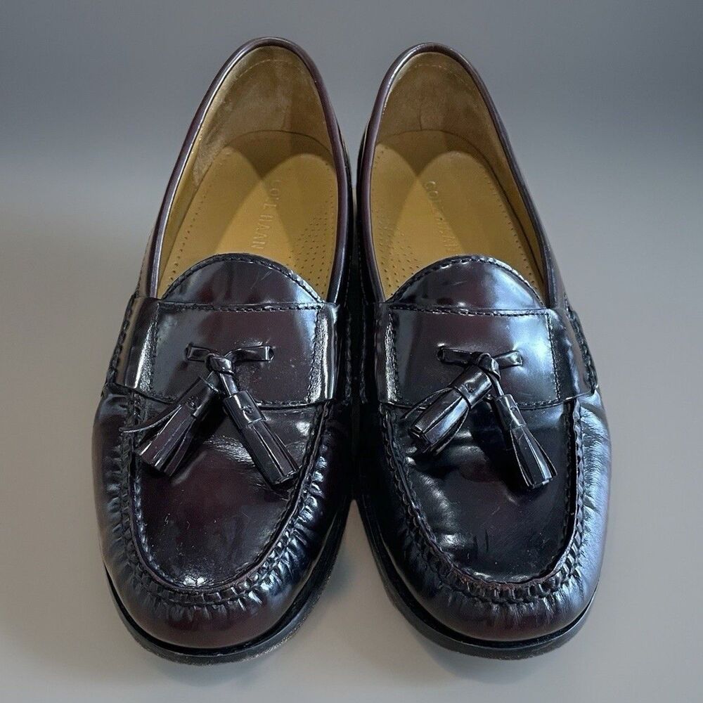Cole Haan Burgundy Tassel Loafers Mens 8.5 Pinch Penny Leather Dress Shoes Slip